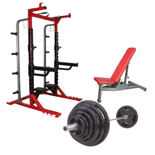 Gainmotion 3 in 1 Combo(Half Rack+ Weight Plate Set + Bench + Bar) GM-HR-WS-B Price in Doha Qatar